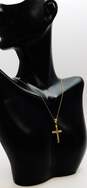 14K Yellow Gold Cross Pendant Necklace 1.3g image number 3