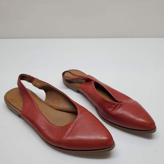 Bueno Leather Pointed Toe Sling Back Flats Red Size 40 image number 2