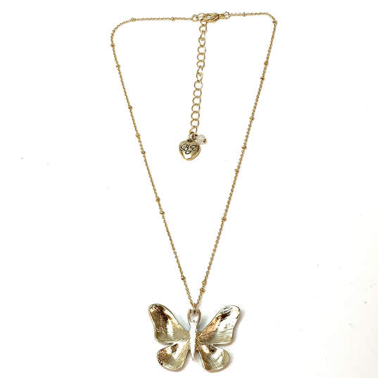 Designer Betsey Johnson Gold-Tone Link Chain Butterfly Pendant Necklace image number 3