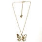 Designer Betsey Johnson Gold-Tone Link Chain Butterfly Pendant Necklace image number 3