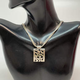 Designer Brighton Silver-Tone Scroll Design Double Chain Pendant Necklace