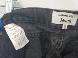 Wm Reformation Black Cynthia High Rise Jeans Fringed Ankles Sz 27 alternative image