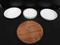White Round Bakeware & Wood Tray Assorted 4pc Lot image number 1