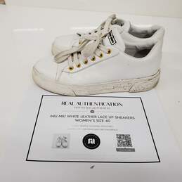 Miu Miu White Leather Lace Up Sneakers Women's Size 9