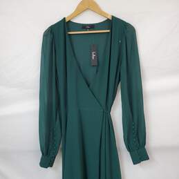 NWT Lulus My Whole Heart Emerald Green Long Sleeve Wrap Dress Size M alternative image