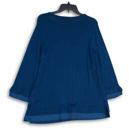 NWT Womens Blue Long Sleeve Round Neck Knitted Pullover Blouse Top Size 2 alternative image