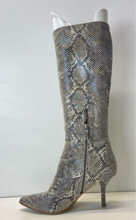 B. Makowsky Snake Embossed Leather Slip-On Boots Grey 7.5 image number 2