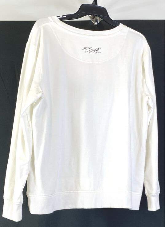 Karl Lagerfeld Womens White Long Sleeve Crew Neck Pullover Sweatshirt Size L image number 2