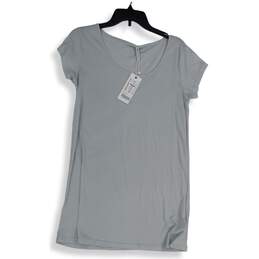 NWT Fishbone Womens Gray V-Neck Short Sleeve Pullover T-Shirt Dress Size Large