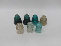 7 Vintage Glass Insulators Hemingray #42, Dominion, Am Tel + Tel Co