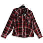 NWT Womens Red Plaid Spread Collar Long Sleeve Button-Up Shirt Size 1W image number 1