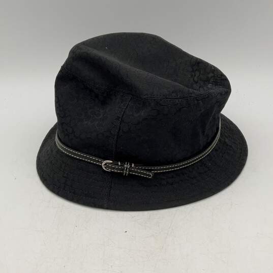 Coach Womens Black Round Wide Brim Leather Trim Bucket Hat Size M/L image number 2