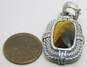 Judith Ripka 925 Faceted Tigers Eye & Cubic Zirconia Cable Rectangle Pendant image number 6