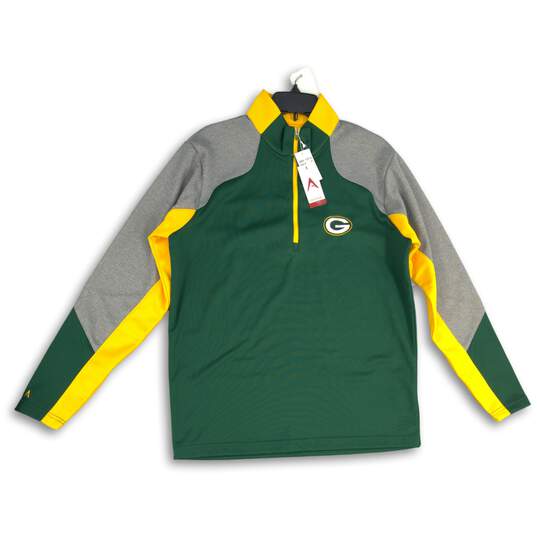 NWT Mens Green Gray Green Bay Packers 1/4 Zip NFL Football Jacket Size Medium image number 1