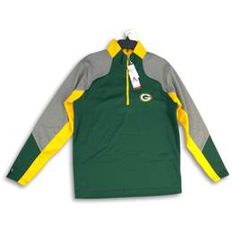 NWT Mens Green Gray Green Bay Packers 1/4 Zip NFL Football Jacket Size Medium