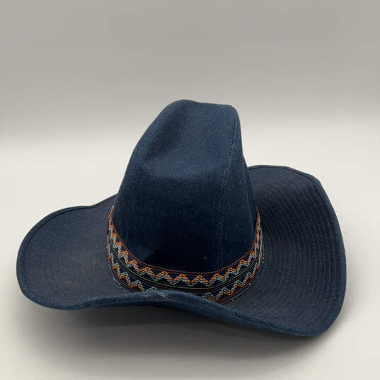 Mens Blue Jean Denim Wide Brim Adjustable Western Cowboy Hat Size XL image number 1