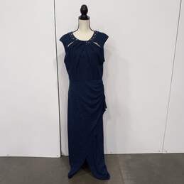 Women's Ignite Evenings Dark Blue Floor Length A-Line Dress Sz 12P NWT