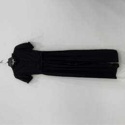 NWT Womens Black Short Puff Sleeve V-Neck Back Zip Maxi Dress Size XS alternative image