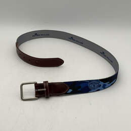 Mens Blue Leather Adjustable Single Tongue Buckle Waist Belt Size 34