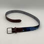 Mens Blue Leather Adjustable Single Tongue Buckle Waist Belt Size 34 image number 1