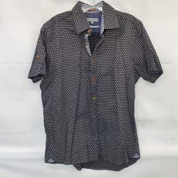 Ted Baker Mens' Black & White Pattern Print Short Sleeve Button Up Top Size 4