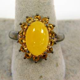Contemporary 925 Faceted & Cabochon Citrine Emerald & Cubic Zirconia Rings Variety 11.7g alternative image