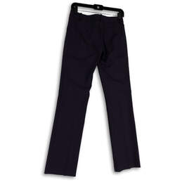 NWT Womens Black Striped Flat Front Pockets Straight Leg Dress Pants Size 0 alternative image