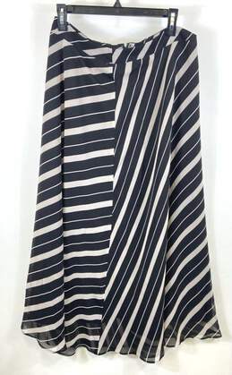Ann Taylor Women Black Striped Maxi Flared Skirt Sz 10
