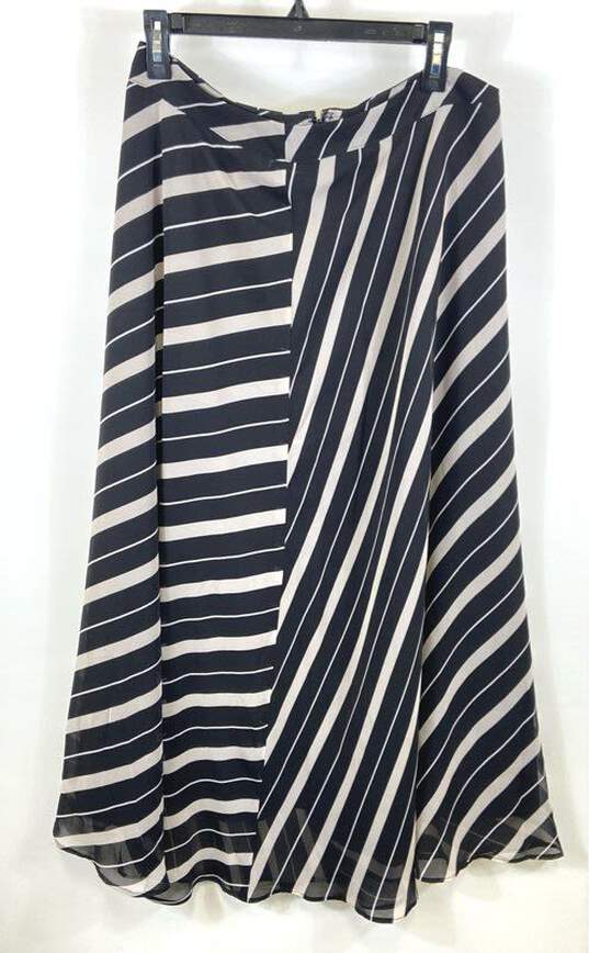 Ann Taylor Women Black Striped Maxi Flared Skirt Sz 10 image number 1