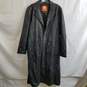 Black leather button up trench duster coat men's XXS image number 1