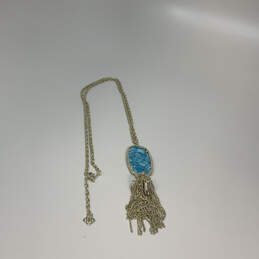 Designer Kendra Scott Rayne Chain Turquoise Stone Tassel Pendant Necklace