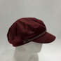Womens Red Rope Trim Flat Top Lined Windproof Newsboy Cap Size Medium image number 3