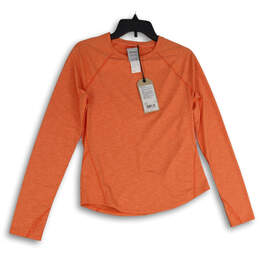 NWT Womens Orange Eileen Space Dye Long Sleeve Activewear Top Size Small