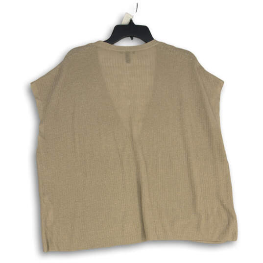 Womens Beige Knitted Sleeveless Button Front Cardigan Sweater Size X-Large image number 2