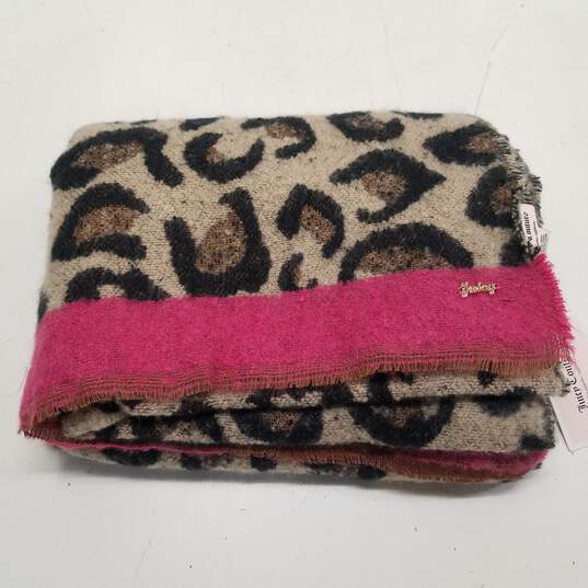 Juicy Couture Leopard Print Scarf Pink Brown One Size image number 1