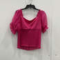 NWT Womens Pink Sweetheart Neck Puff Sleeve Smoked Cropped Blouse Top Sz 10 image number 2
