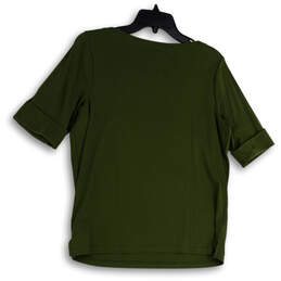 Womens Green Cuffed 3/4 Sleeve Round Neck Stretch Pullover T-Shirt Size 1X alternative image