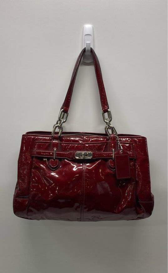 COACH 17855 Chelsea Burgundy Patent Leather Tote Bag image number 1