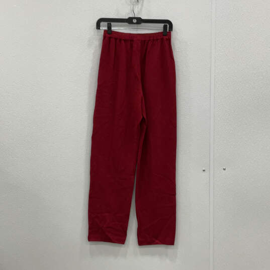 Womens Red Knitted Slash Pockets Straight Leg Pull-On Ankle Pants Size P image number 2
