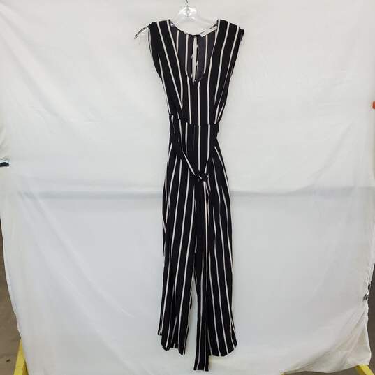 Lush Black Striped Belted Jumpsuit WM Size S image number 1