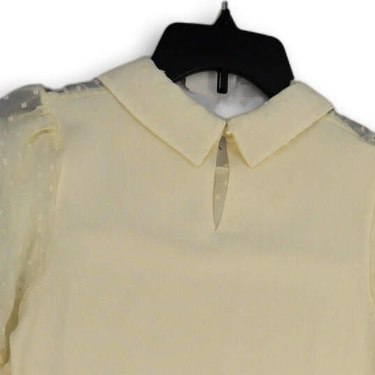 Womens Beige Short Sleeve Collared Keyhole Back Blouse Top Size X-Small image number 4