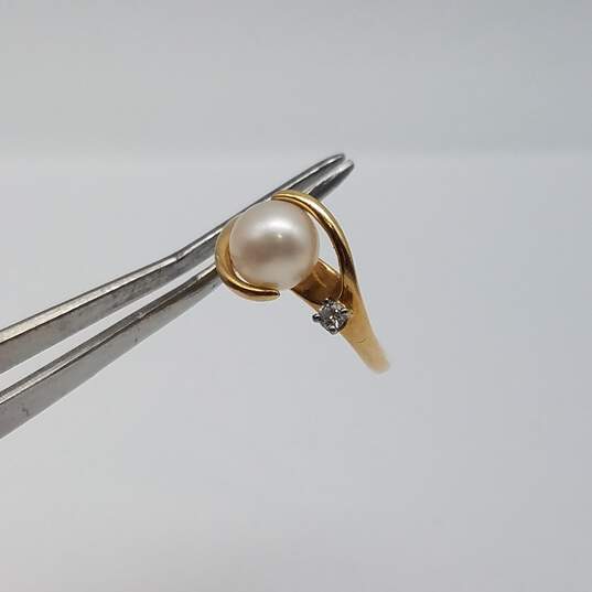 14k Gold Diamond Fw Pearl Sz 4 1/4 Ring 2.9g image number 5