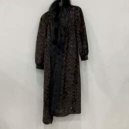 Stilisti Della Moda Womens Brown Fur Long Balloon Sleeve Overcoat