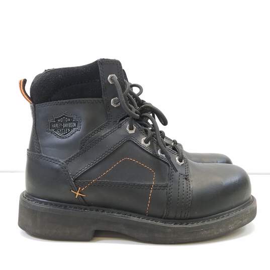Harley Davidson Black Steel Toe Leather Ankle Lace Zip Boots Men's Size 7 M image number 1