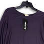 NWT Womens Purple Round Neck 3/4 Sleeve Pullover Blouse Top Size Large image number 3
