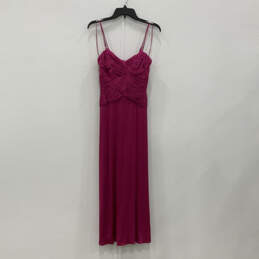 Womens Pink Criss Cross Pleated Front V Neck Back Zip Maxi Dress Size 2