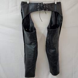 First Class Leather Gear Black Motorcycle Chaps Men's M alternative image