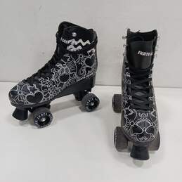 Skate Gear Black Graphic Pattern Lace-Up Roller Skates Size 7