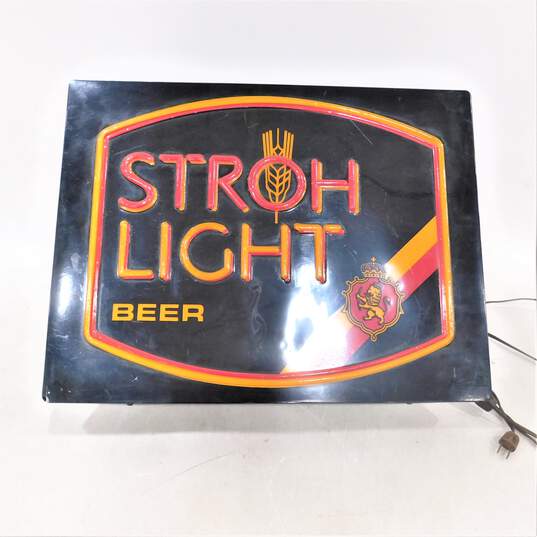 Vintage Stroh Light Beer Sign Light Up Sign The Stroh Brewing Co image number 1
