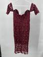 Womens Burgundy Floral Lace Strapless Bodycon Dress Size XS T-0528888-F image number 3